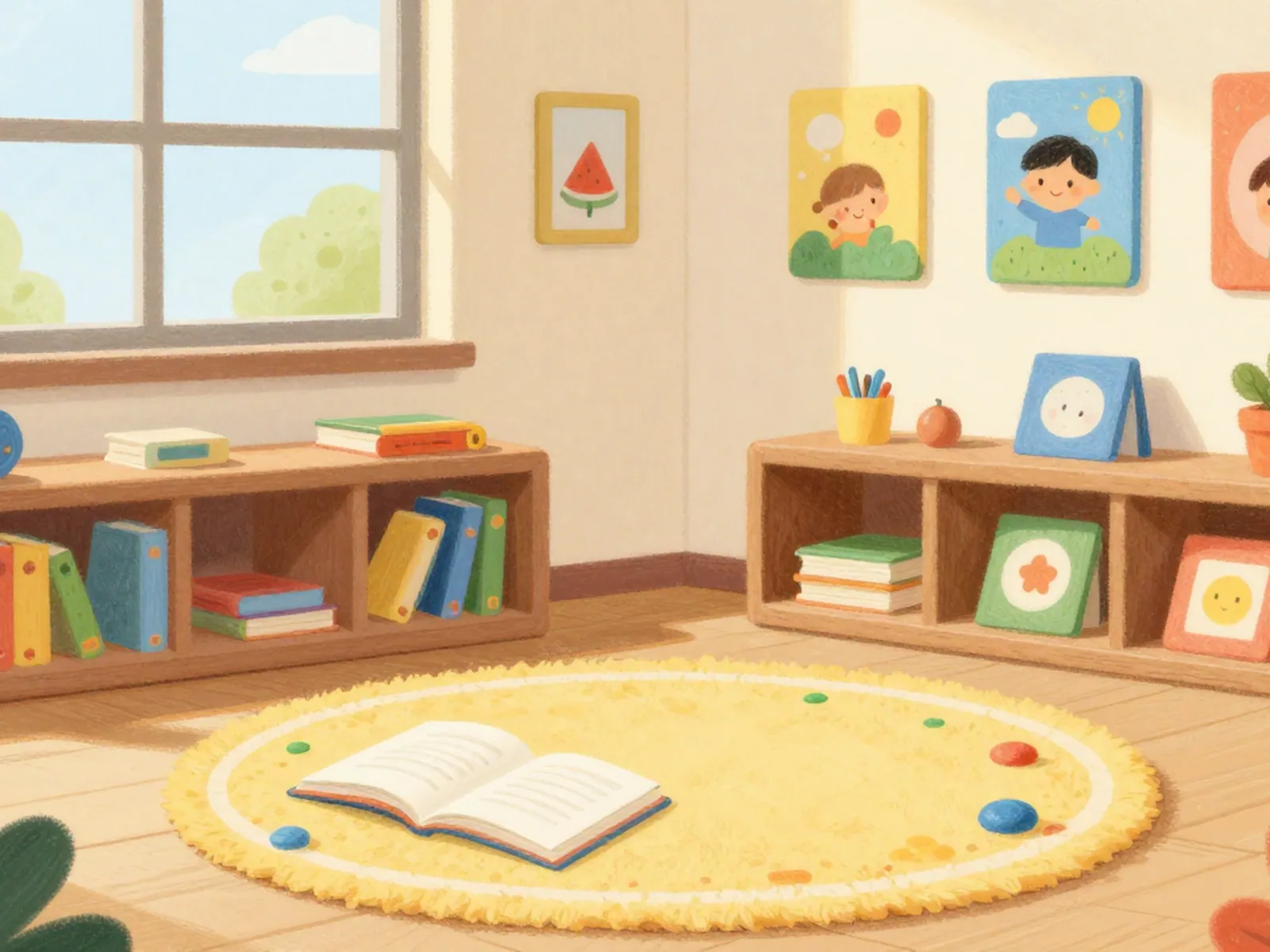 A bright classroom reading corner
